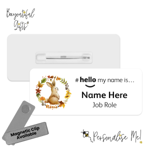 Name Badge - Autumnal Animals Hello My Name is... - Bunny