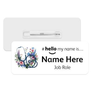 #hello my name is... Name Badge - Floral Stethoscope