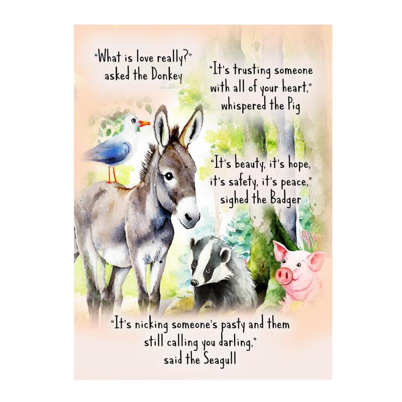 Funny Birthday Card pig donkey seagull badger A5 uncoated textured