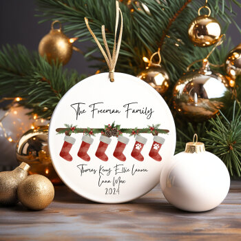 Personalised Christmas Stocking Decoration, Family Christmas Tree Ornament, Stocking Decoration, Christmas Bauble, Family And Pet Decoration