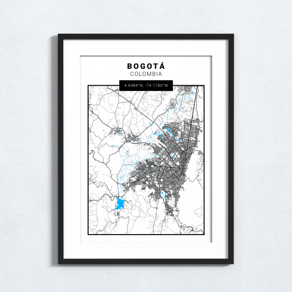 Bogota - Colombia - Map Print - A4