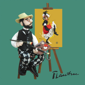 Lautrec, an art themed greetings card from Erica Sturla's Artist at Work range, 150mm square and blank inside for your message