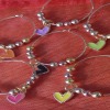 Set of 6 Wine Glass Charms with Love Hearts