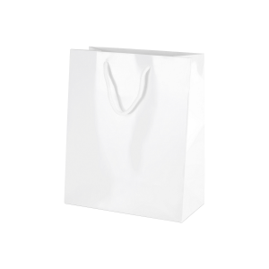 Personalised Luxury Gift Bag with Rope Handles - White (Gloss) - Medium (200mm x 250mm x 100mm)