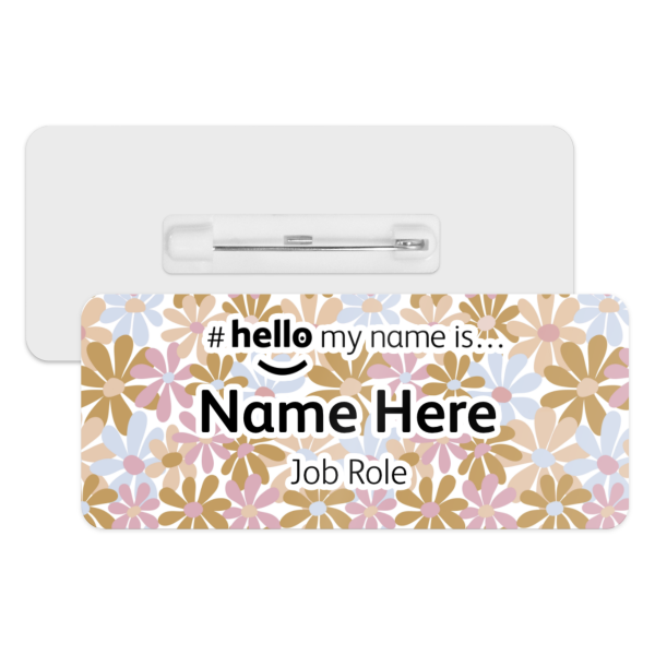 #hello my name is... Name Badge - Bright Pastel Retro Daisies