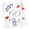 Feminine floral 60th birthday greeting card -  designed by Eloise Hall - 15.7 x 11cm and blank inside, made in the UK