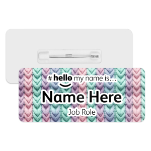 #hello my name is... Name Badge - Pastel Knitted Pattern