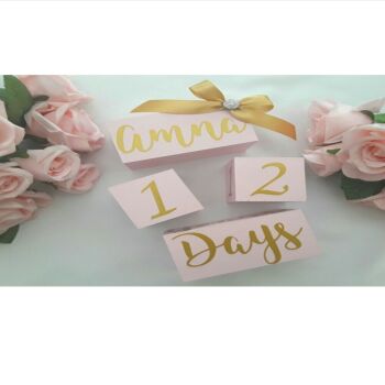 Personalised pink & gold milestone wood blocks,pink nursery decor,new baby gift