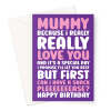 Funny Birthday Card For Mummy From Young Child - A5 Portrait - 1 Card