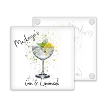 Personalised Gin & Lemonade Glass Coaster with Splash Effect