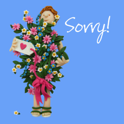 Holy Mackerel floral sorry card - designed by artist Erica Sturla - 15cm square and blank inside for your message - made in the UK