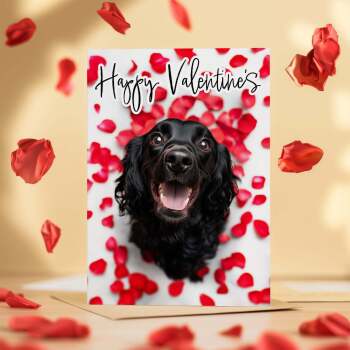 Valentine's Day Card Of A Black Cocker Spaniel Valentine's Day Card For Her or For Him From The Dog