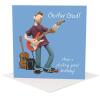 Funny guitar god birthday card for him - designed by Erica Sturla - 15cm square and blank inside, made in the UK
