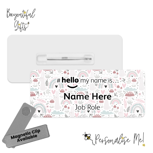 #hello my name is... Name Badge - Boho Woodland Rainbows