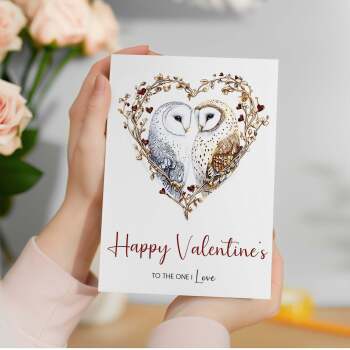 Valentine's Day Card for Wife or Husband, The One I Love, Unique Owl Heart Design, Special, Elegant
