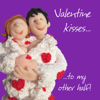 Holy Mackerel Valentine kisses to my other half funny Valentines day card - designed by artist Erica Sturla - 15cm square and blank inside for your message - made in the UK