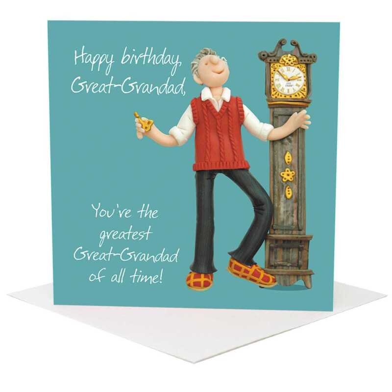 Greatest Great Grandad birthday card - designed by Erica Sturla - 15cm square and blank inside, made in the UK