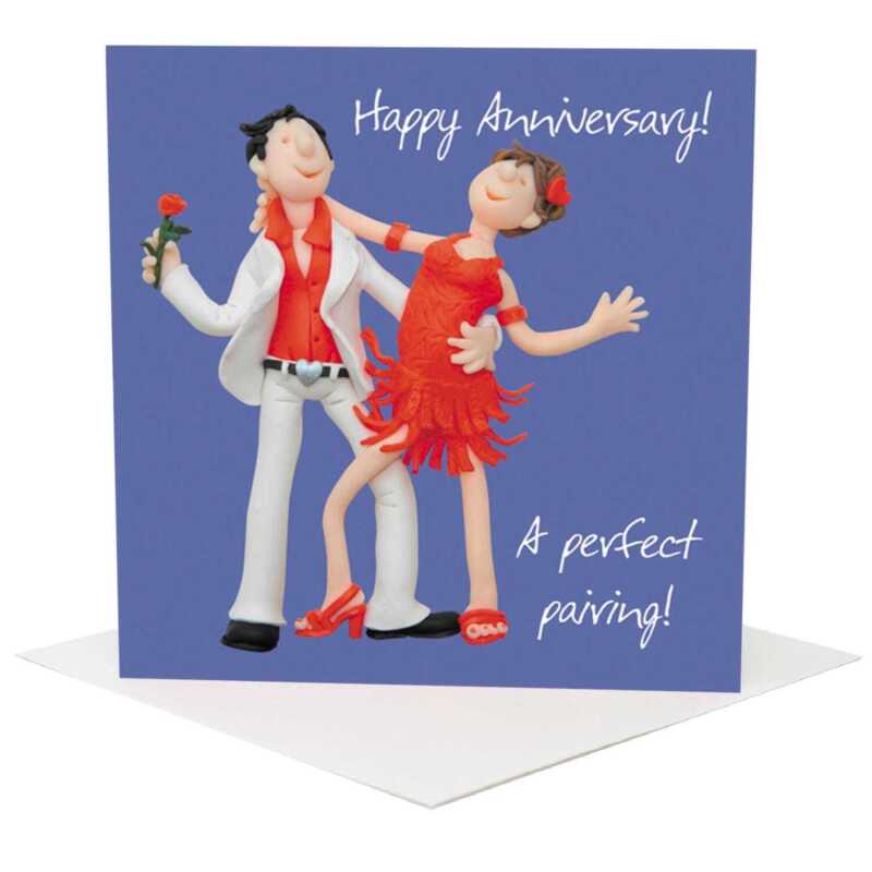 Perfect pairing anniversary card for a couple - designed by Erica Sturla - 15cm square and blank inside, made in the UK