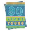 90 years young, a bright and fun 90th birthday card with a gorgeous printed envelope - 12 x 17cm and blank inside - made in the UK