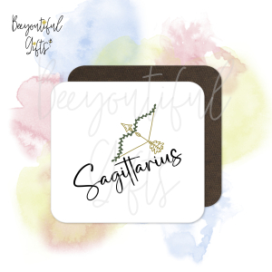 Zodiac Line Art Themed Wooden Coaster - Sagittarius