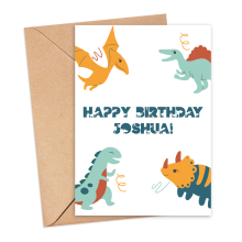 Personalised Birthday Card - Happy Birthday Dinosaur - Small (Approx. A6 | 105mm x 148mm | 4.1in x 5.8in) - Standard Smooth Card