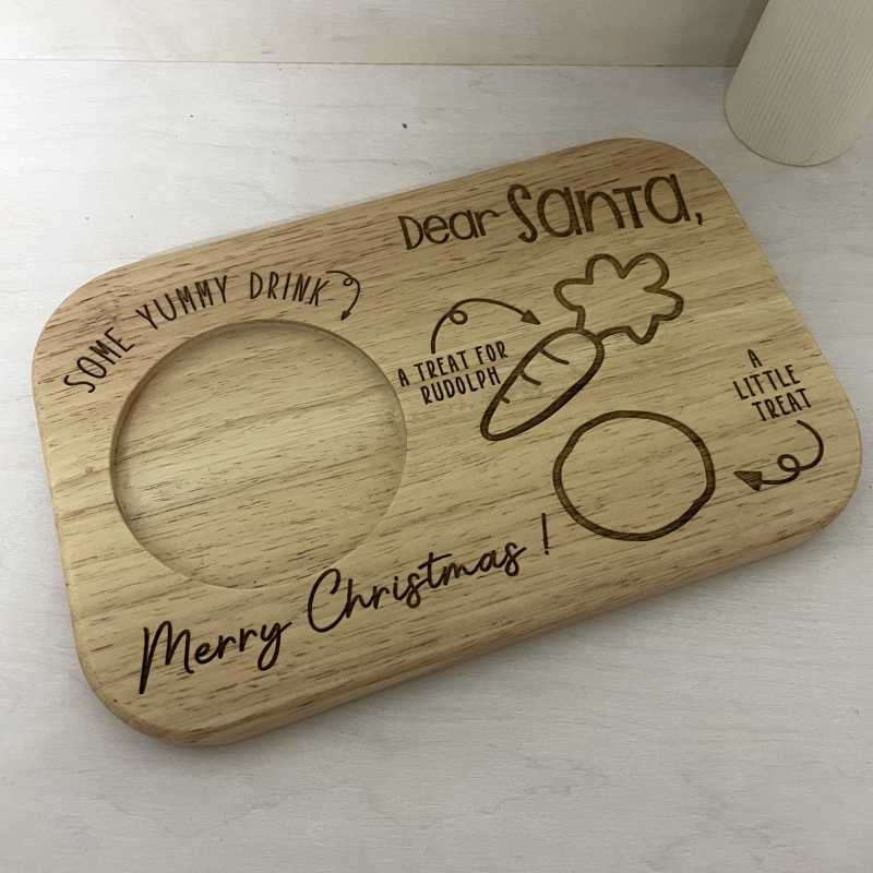Personalised Santa Tray /Christmas Eve Tray / Santa Gifts / Christmas Gifts for Children / Family Christmas - Wooden Drinks Tray - Yes
