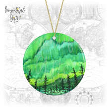 Travel Ceramic Decoration - Watercolour Northern Lights