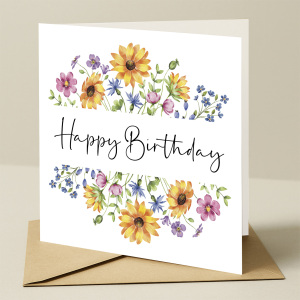 Floral Birthday Cards - Bright Colourful Floral Card - Standard Smooth Card