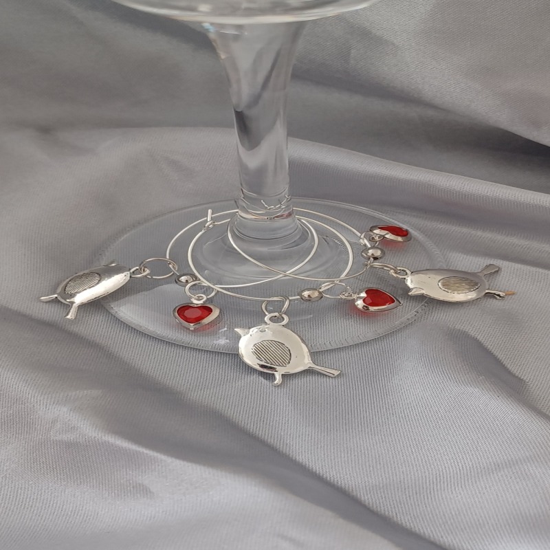 Robin and Heart Wine Glass Charm