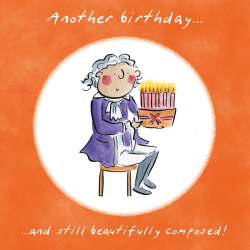 Holy Mackerel Beautifully composed, a classical music themed Rosie Brooks birthday greetings card, 150mm square, printed in the UK on board from sustainable sources