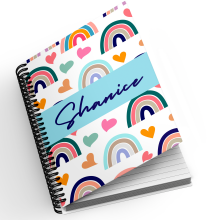 Personalised A5 Notebook - Bold Rainbows & Hearts