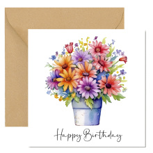 Floral Birthday Cards - Bright Colourful Floral Card - Standard Smooth Card