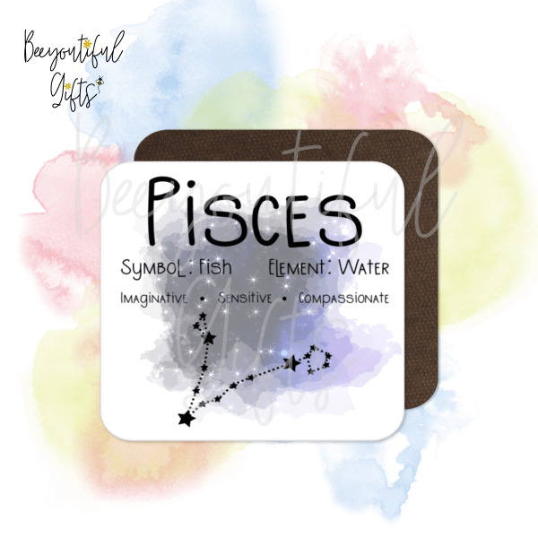 Birthday Coaster - Star Sign with Astrology Background - Aquarius