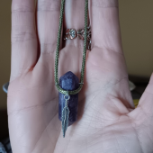 Lepidolite Crystal Waxed Cord Necklace 