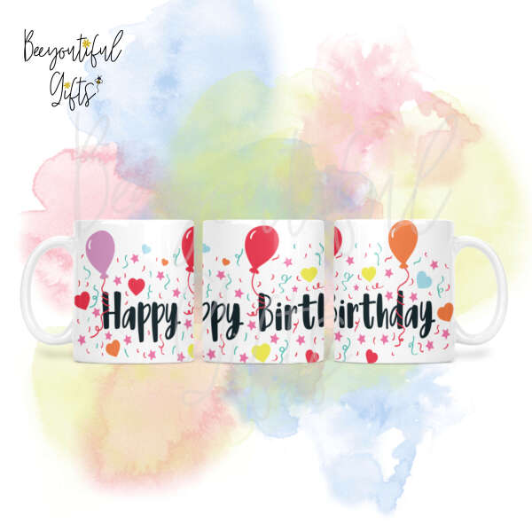 Birthday Ceramic Mug - Happy Birthday Full Wrap