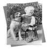 Sharing a joke with a pal, vintage photographic black and white card  - 12.6 x 17.7cm and blank inside - made in the UK