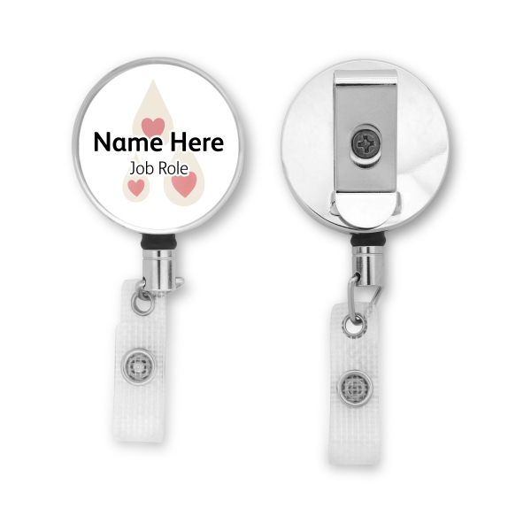 Personalised Metal ID Reel - Heart Milk Drops