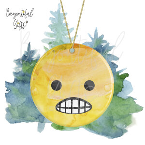 Watercolour Emoji Ceramic Christmas Tree Decoration - Grimace