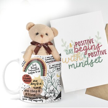 Positivity Motivational Self Love Mugs Gift Friend Love Yourself Quote Mugs, Thank You Gift, Positivity, Rainbow, Positive Card, Gift Set
