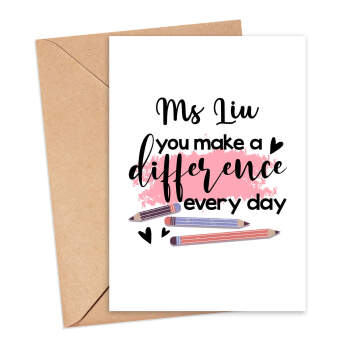 Personalised Thank You Teacher Card - You Make A Difference Every Day
