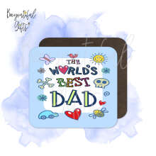 Father's Day Coaster - The World's Best Dad Cartoon Style