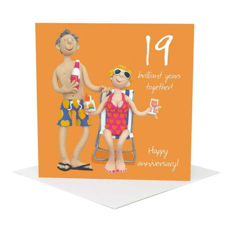 19th wedding anniversary card - designed by Erica Sturla - 15cm square and blank inside, made in the UK