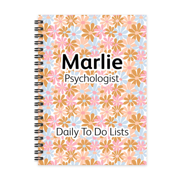 Personalised A5 Notebook - Bright Pastel Retro Daisies