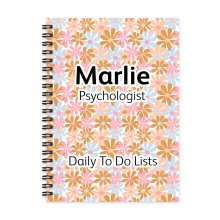 Personalised A5 Notebook - Bright Pastel Retro Daisies