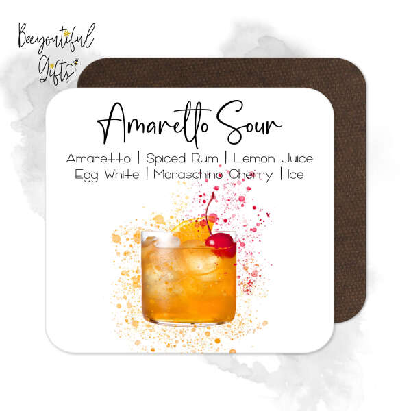 Cocktail Ingredient Coaster - Amaretto Sour