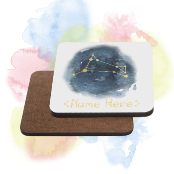 Personalised Birthday Coaster - Watercolour Star Sign - Aquarius