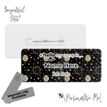 Name Badge - Celestial Sun, Moon & Stars Hello My Name is... - Design 1