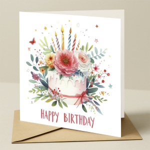 Floral Birthday Cards - Bright Colourful Floral Card - Standard Smooth Card