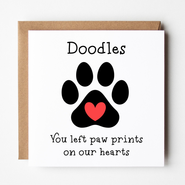 Personalised Sympathy Card - You Left Paw Prints On Our Hearts - Standard Smooth Card