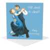 Cheek to cheek anniversary card for a couple - designed by Erica Sturla - 15cm square and blank inside, made in the UK